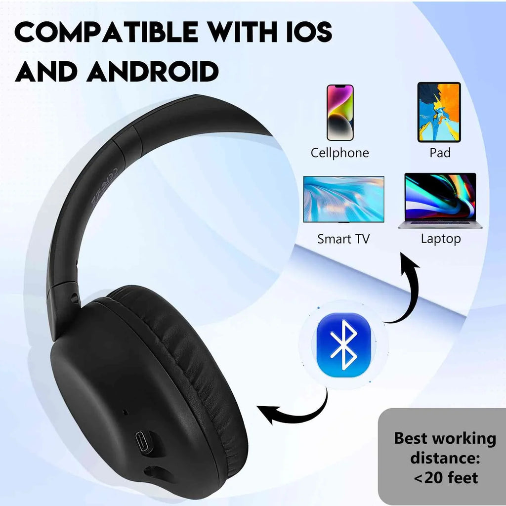 UrbanX  Wireless Bluetooth Stereo Earphones High Resolution Audio Deep Bass Superior Comfort Over The Ear Headphones with Mic for  Desire 628 phone Call Support