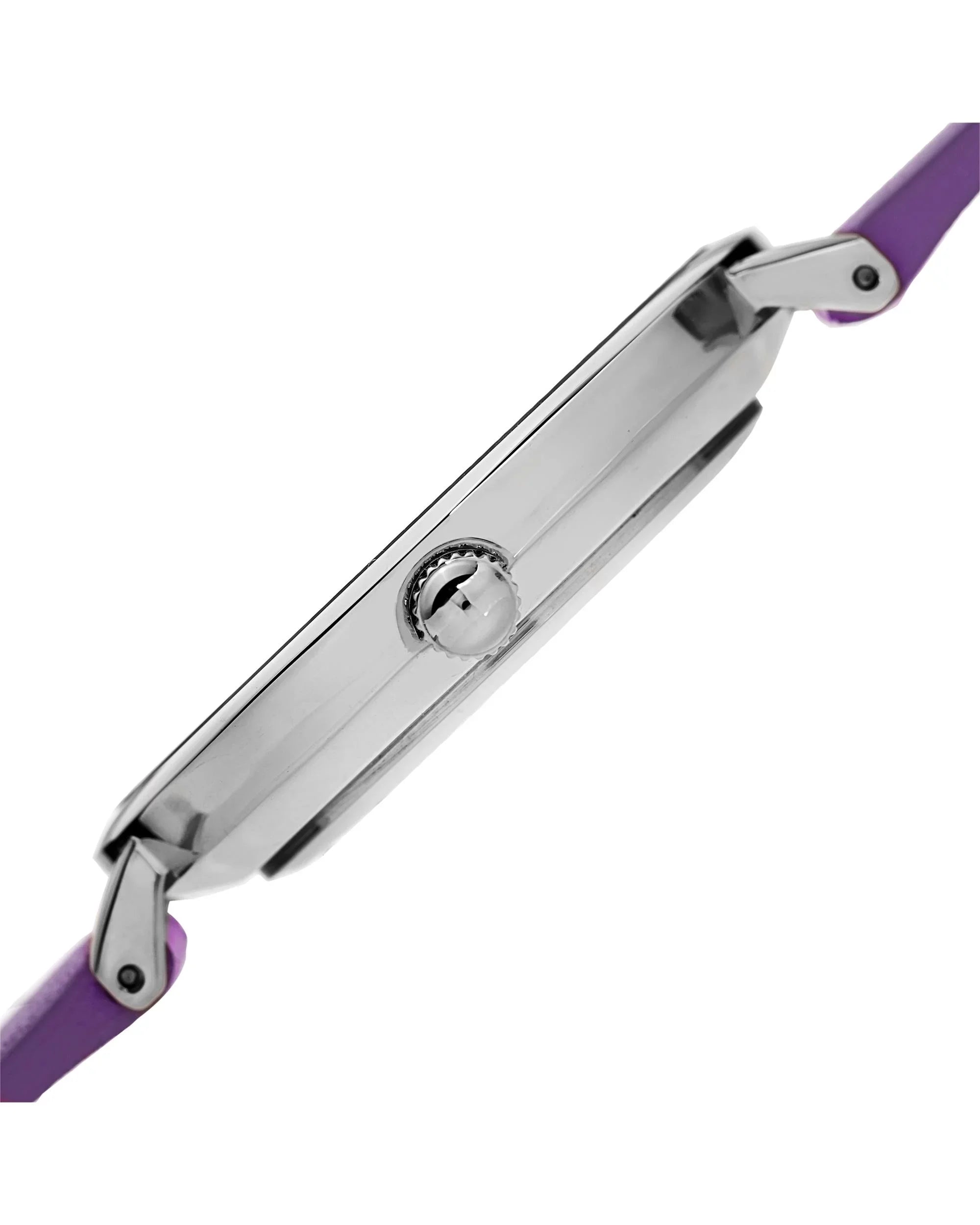 Women's  Silver-Tone Watch with Purple Leather Band