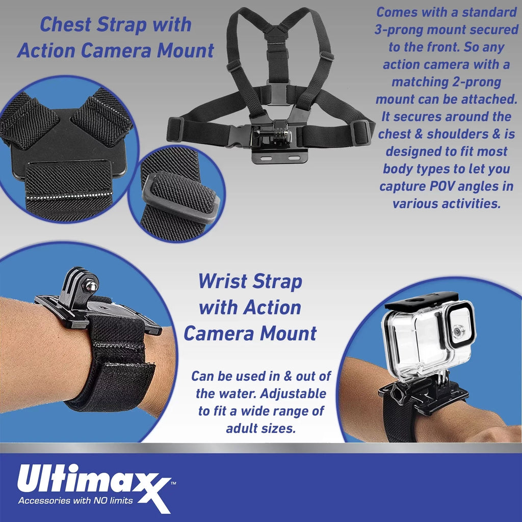 Ultimaxx Deluxe Insta360   Action Cam Bundle - Includes: 64GB Extreme Pro microSDXC, 2x Glass Screen Protector, Helmet Mount Kit, Selfie-Stick & Much More (32pc Bundle)