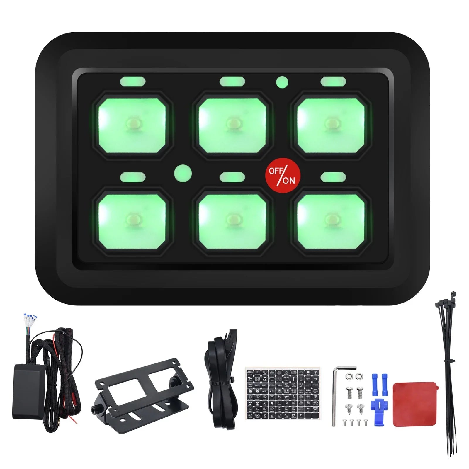 Geloo 6 Gang Switch Panel Toggle Switch Pod Multi-Function Offroad Switch Box Blue  Switch Panel Circuit Control Relay System for Car Truck