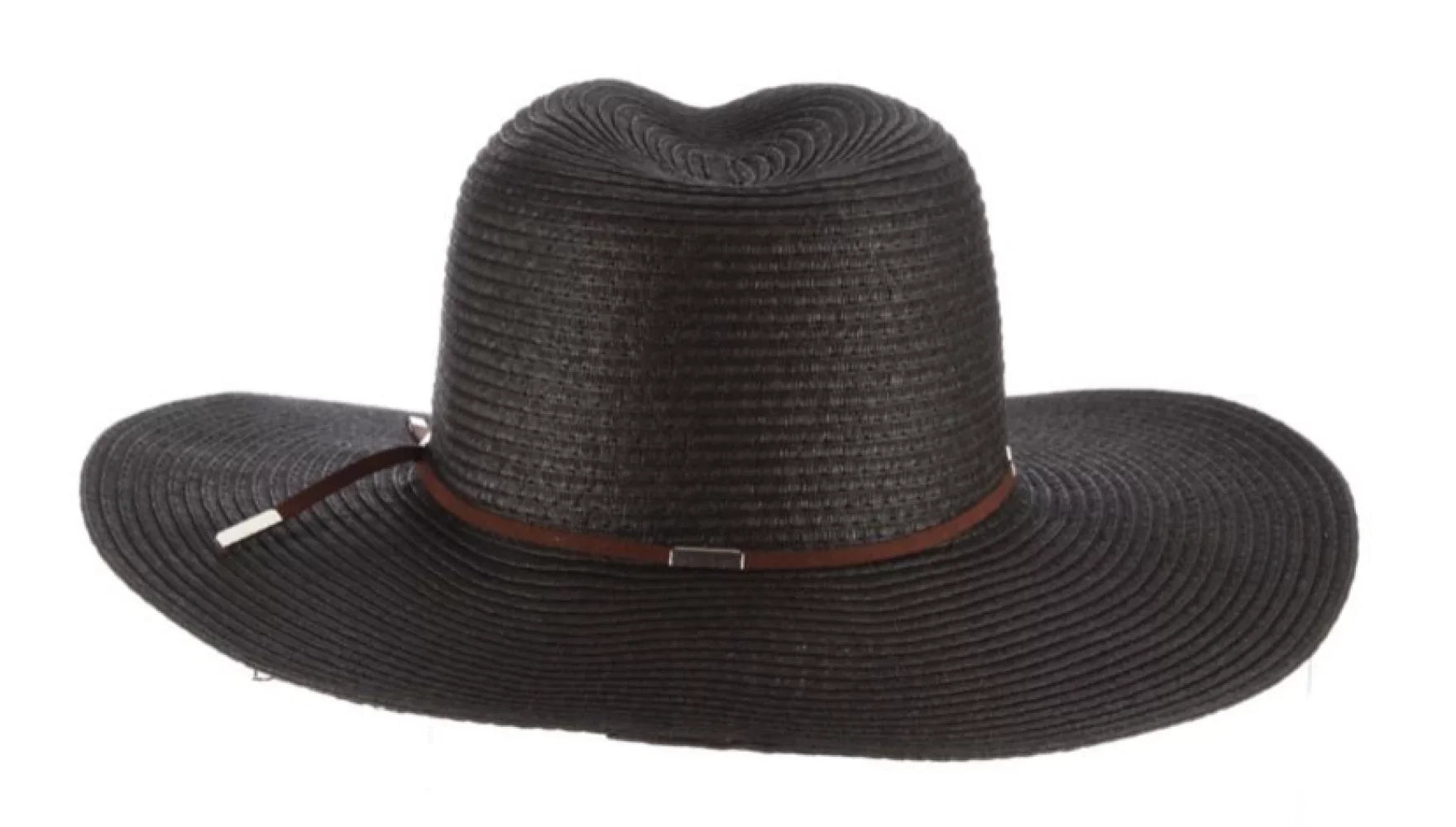 Scala - Braid Safari Hat with Faux Suede Trim- Black. One Size