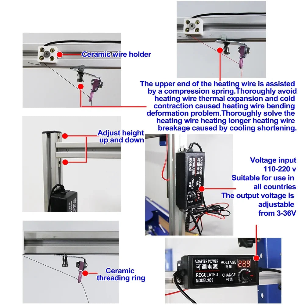PreAsion Vertical Electric Rotary Molti-functional Hot Cutting Machine Tabletop Hotwire Cutter 110-220V