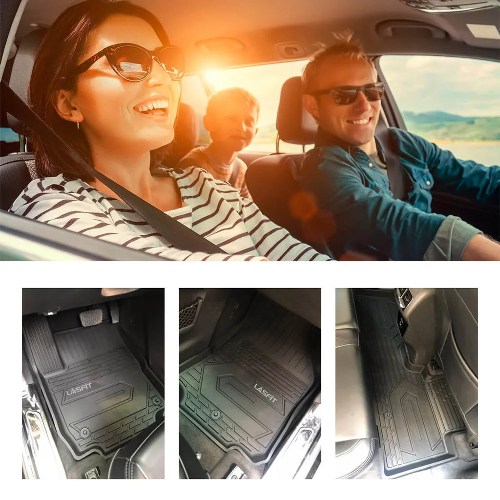 Lasfit Floor Mats for Chevrolet Silverado/ Sierra 1500 2019-2022 & 2500HD/3500HD 2020-2022 Crew Cab (Don't Fit Double Cab, Plastic Storage, Without Storage)