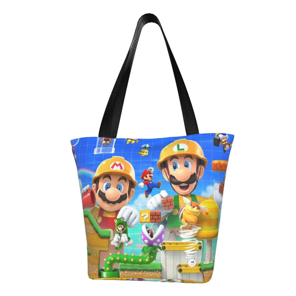 Game Mario Bros Luigi Women's Tote Bag Large Capacity Shoulder Handbag For Travel Beach Shopping Business Work School