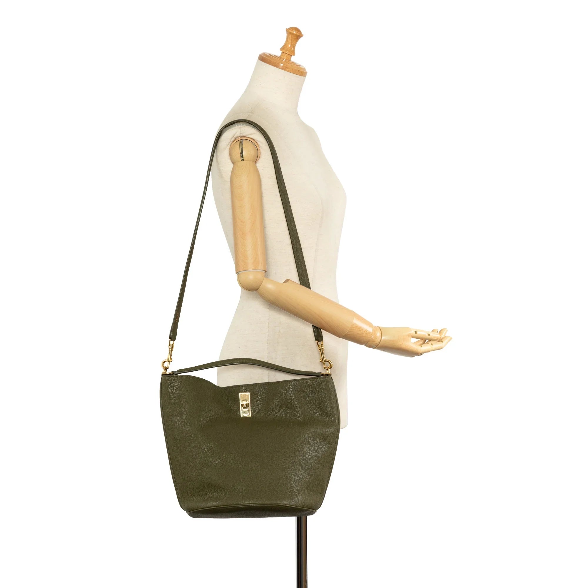 Pre-Owned Authenticated Celine Teen Bucket 16 Calf Leather Green Bucket Bag DrawstringBag Unisex (Good)