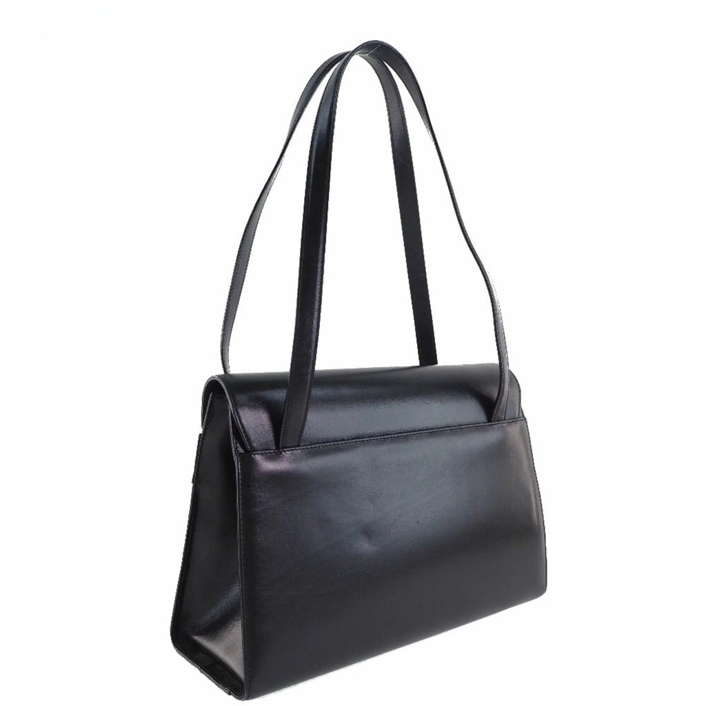 Pre-Owned Salvatore Ferragamo Vara -21 7675 Calf Black Women's Shoulder Bag (Fair)
