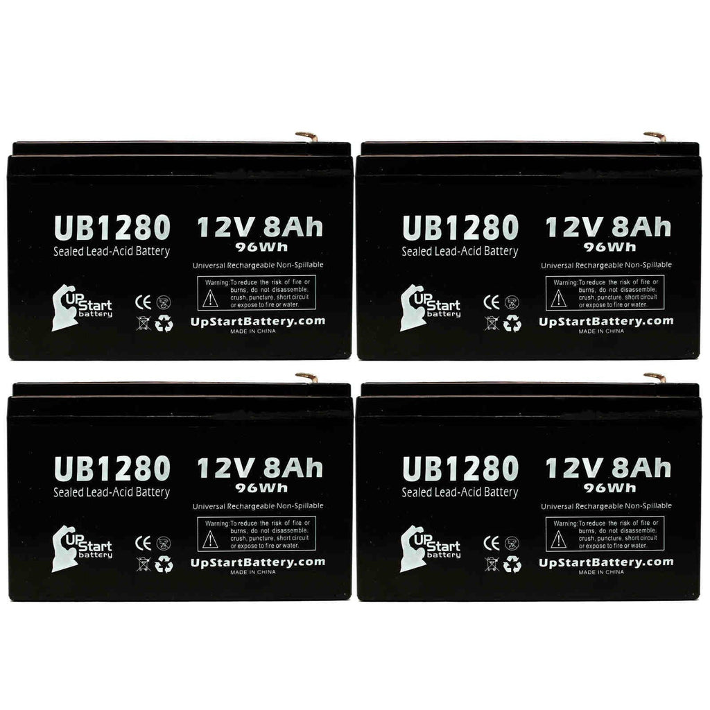 4x Pack - Compatible Dyonics  40 Battery - Replacement  Universal Sealed Lead Acid Battery (12V, 8Ah, 8000mAh,  Terminal, , ) - Includes 8  to  Terminal Adapters