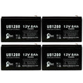 4x Pack - Compatible Dyonics  40 Battery - Replacement  Universal Sealed Lead Acid Battery (12V, 8Ah, 8000mAh,  Terminal, , ) - Includes 8  to  Terminal Adapters