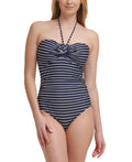 Tommy Hilfiger Striped One-Piece Swimsuit, 10, Navy