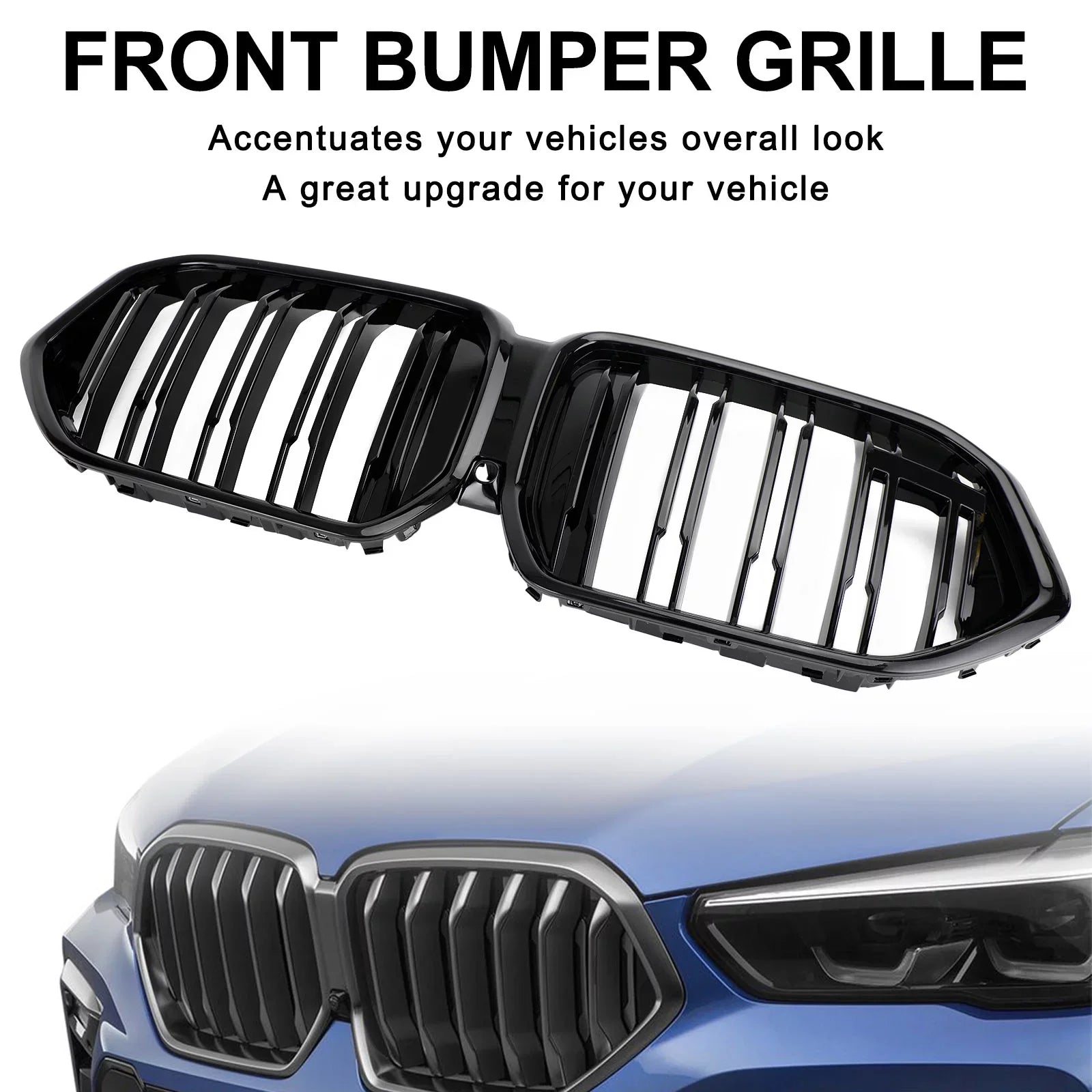 Front Bumper Grille Grill Fit for    M50i 2020-2022 /Camera Hole Black