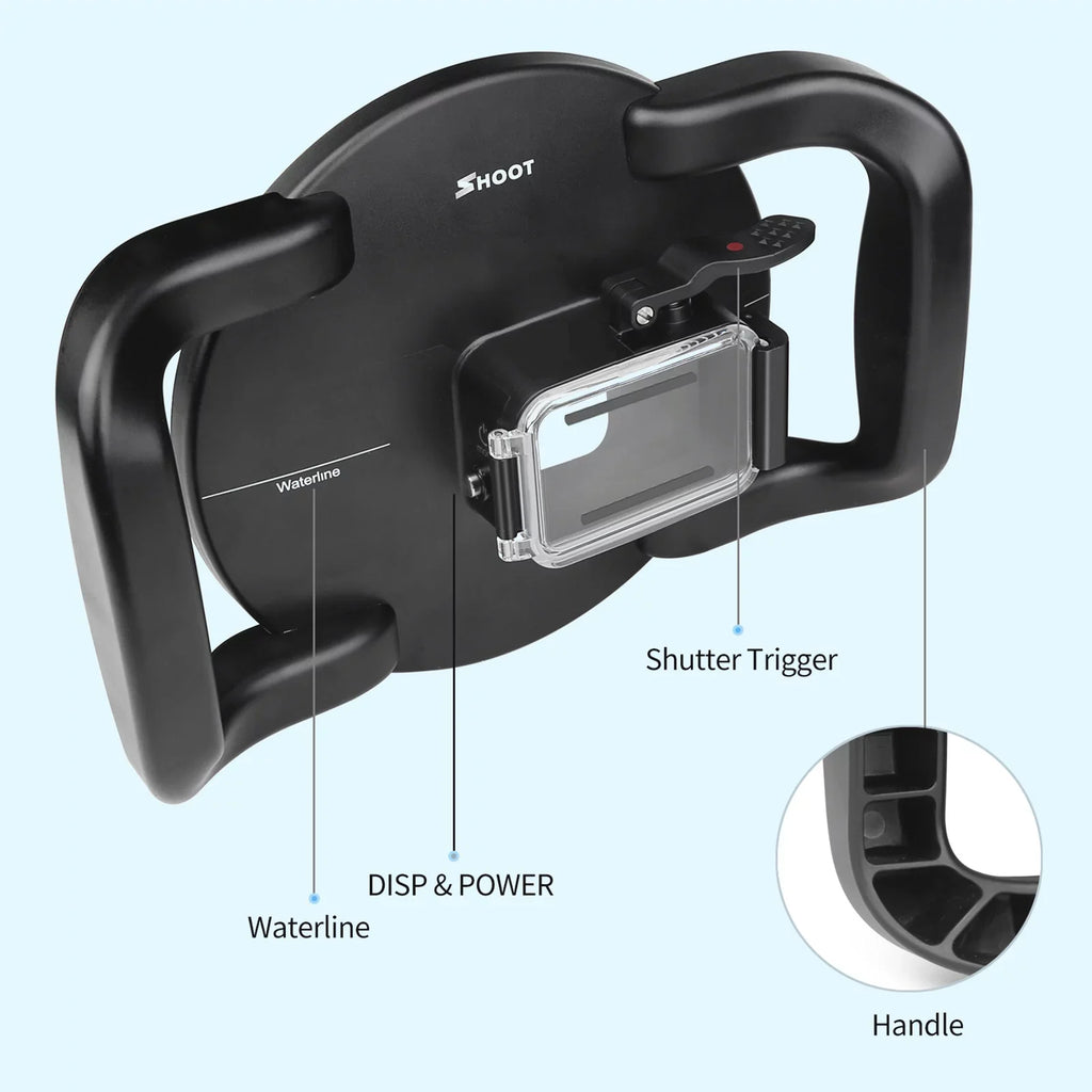 Waterproof Dome Port Case for  9 Black and  10SHOOT , Dual Handle, 45m Waterproof, 180° Wide Angle