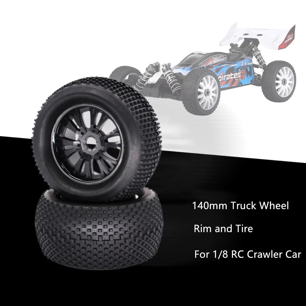 ZiSUGP 2pcs 140mm Truck Wheel Rim and Tire For 1/8 Traxxas    Crawler Car Car Tracks for Men Electric