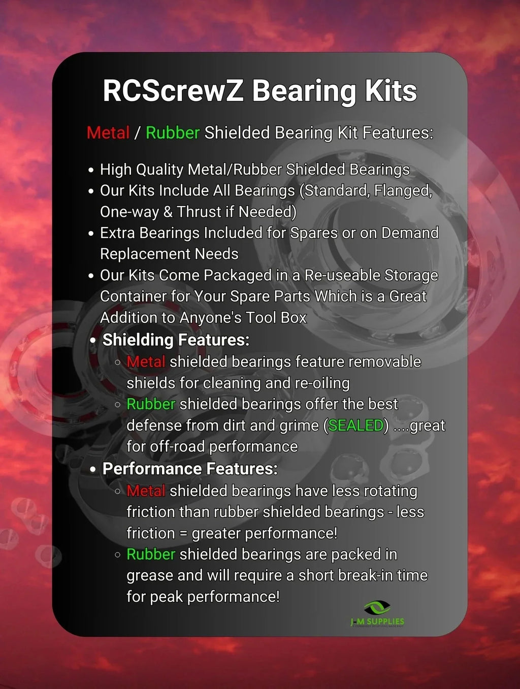 RCScrewZ Metal Shielded Bearing Kit durg004b for Team Durango /  Car - Complete Set
