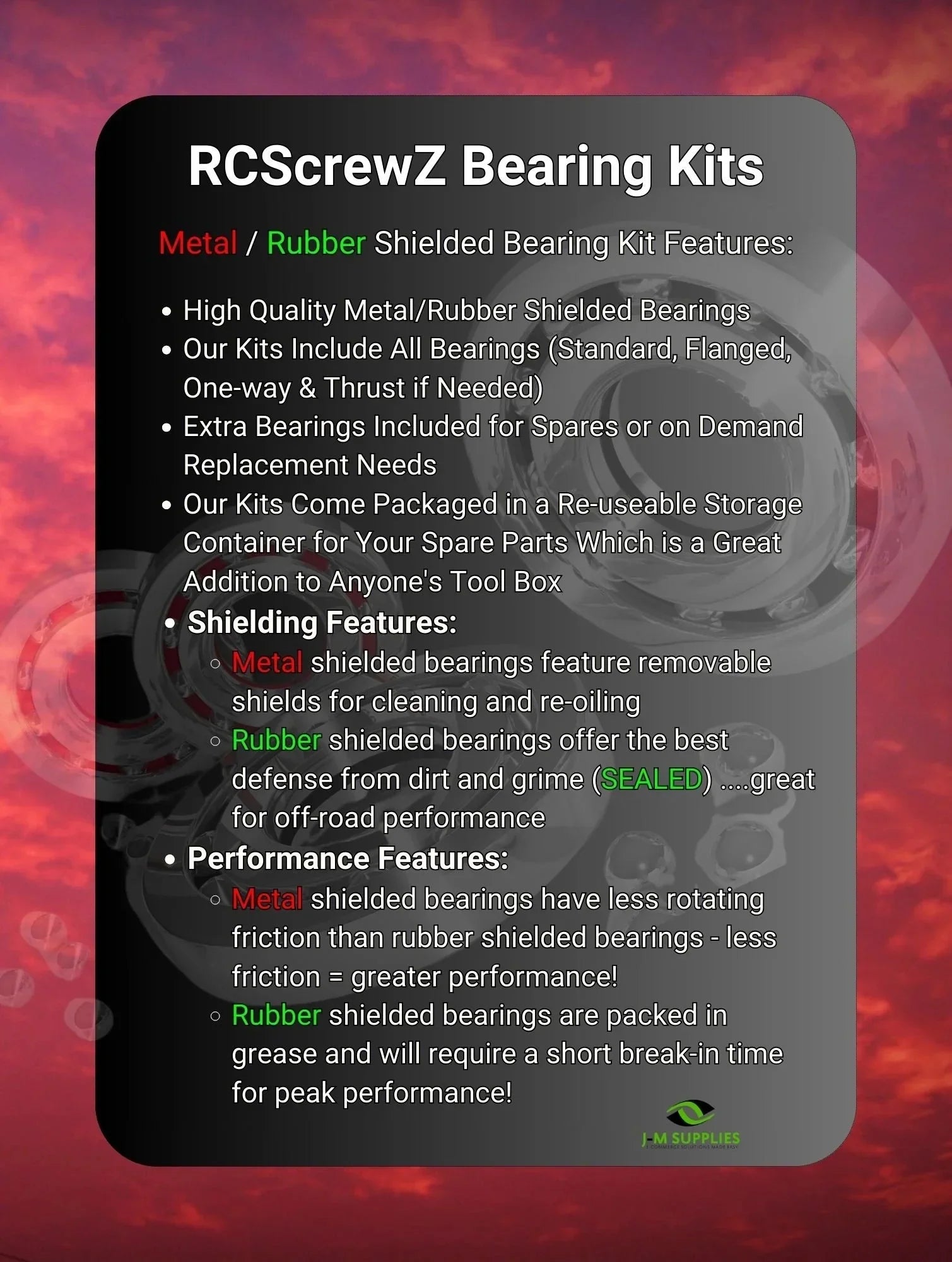 RCScrewZ Metal Shielded Bearing Kit durg004b for Team Durango /  Car - Complete Set