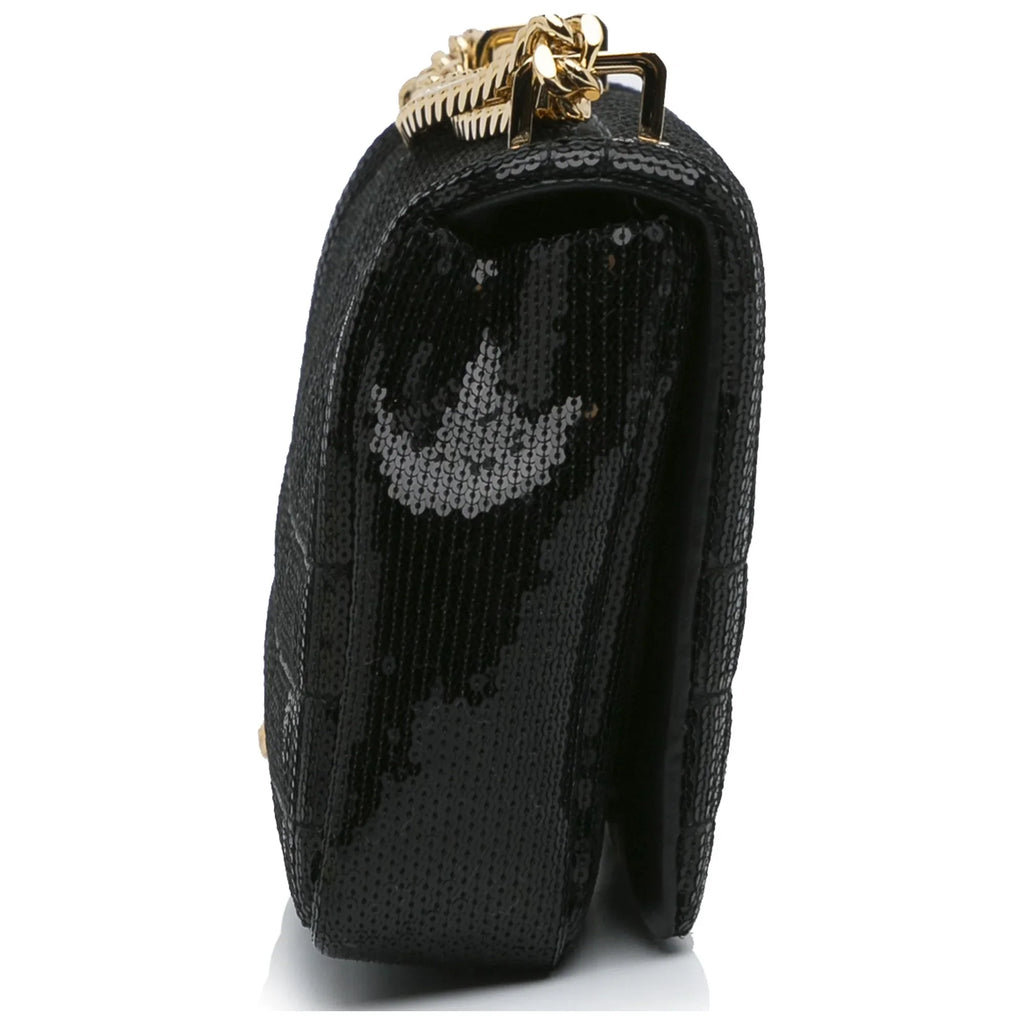 Pre-Owned Authenticated Burberry Small Sequin Lola Bag Calf Leather Black Crossbody Bag Unisex (Good)