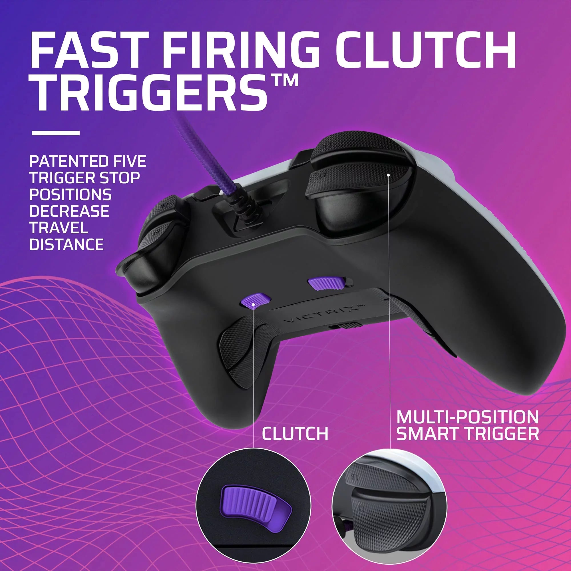 Gaming Victrix Gambit World's Fastest Xbox Controller, Elite Esports Design with Swappable Pro Thumb Sticks, Custom Paddles, Swappable White/Purple Faceplate for Xbox Series