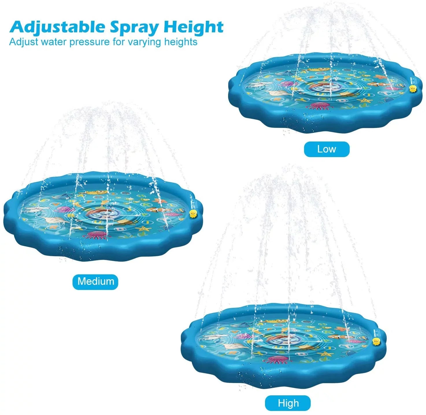 Sprinkle & Splash Play Mat - 68" Water Sprinkler, Kiddie Outdoor Outside Water Pool Toys for Toddlers Kids Children Infants Boys and Girls - Perfect Inflatable Outdoor Summer Water Toys Sprinkler pad