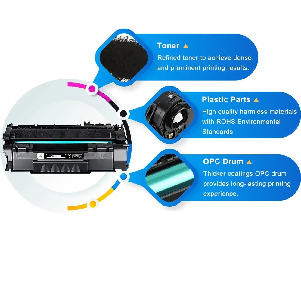 2 Black 49A |  Toner Cartridge Replacement for  1320 1320n 1320nw 1320tn 3390  3392  1160 Printer
