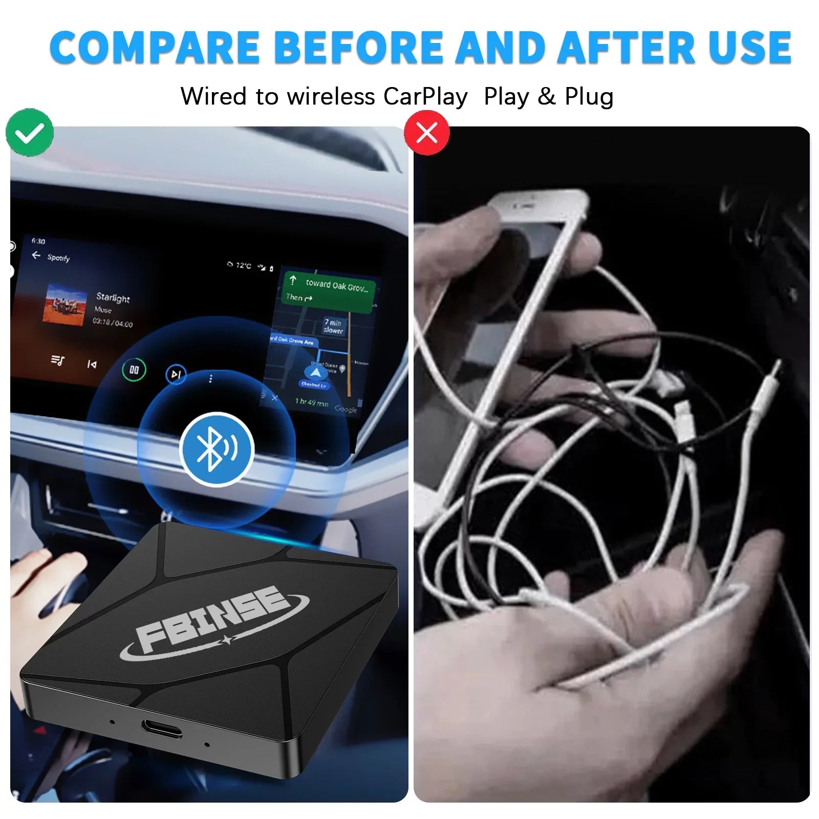 Fbinse Wired To Wireless Carplay Adapter Carplay Dongle  Connect