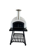 Tiled Cement Outdoor Pizza Oven / Clay Wood Fired Pizza Ovens with White Penny / Circle Mosaic Tiles -