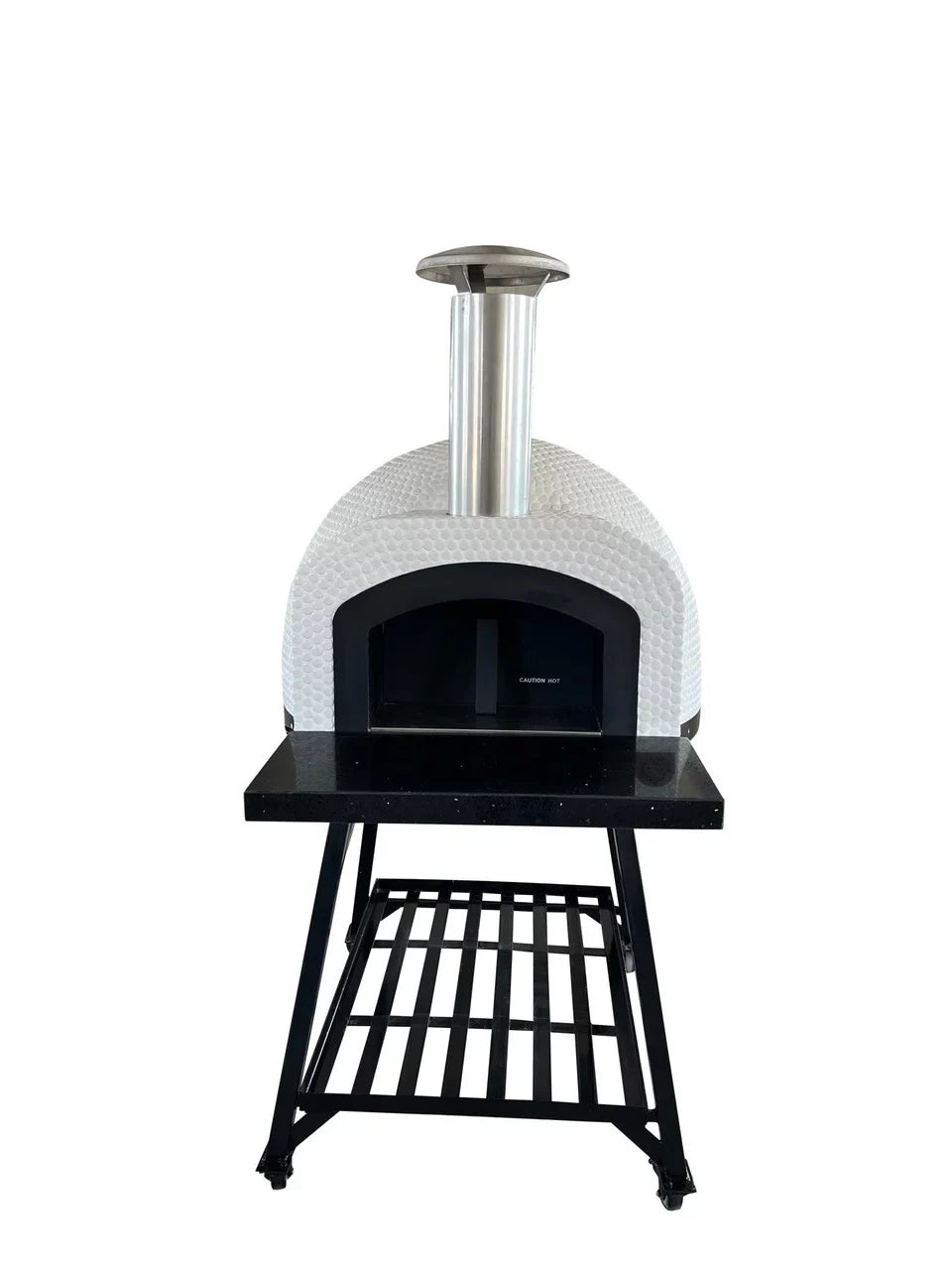Tiled Cement Outdoor Pizza Oven / Clay Wood Fired Pizza Ovens with White Penny / Circle Mosaic Tiles -