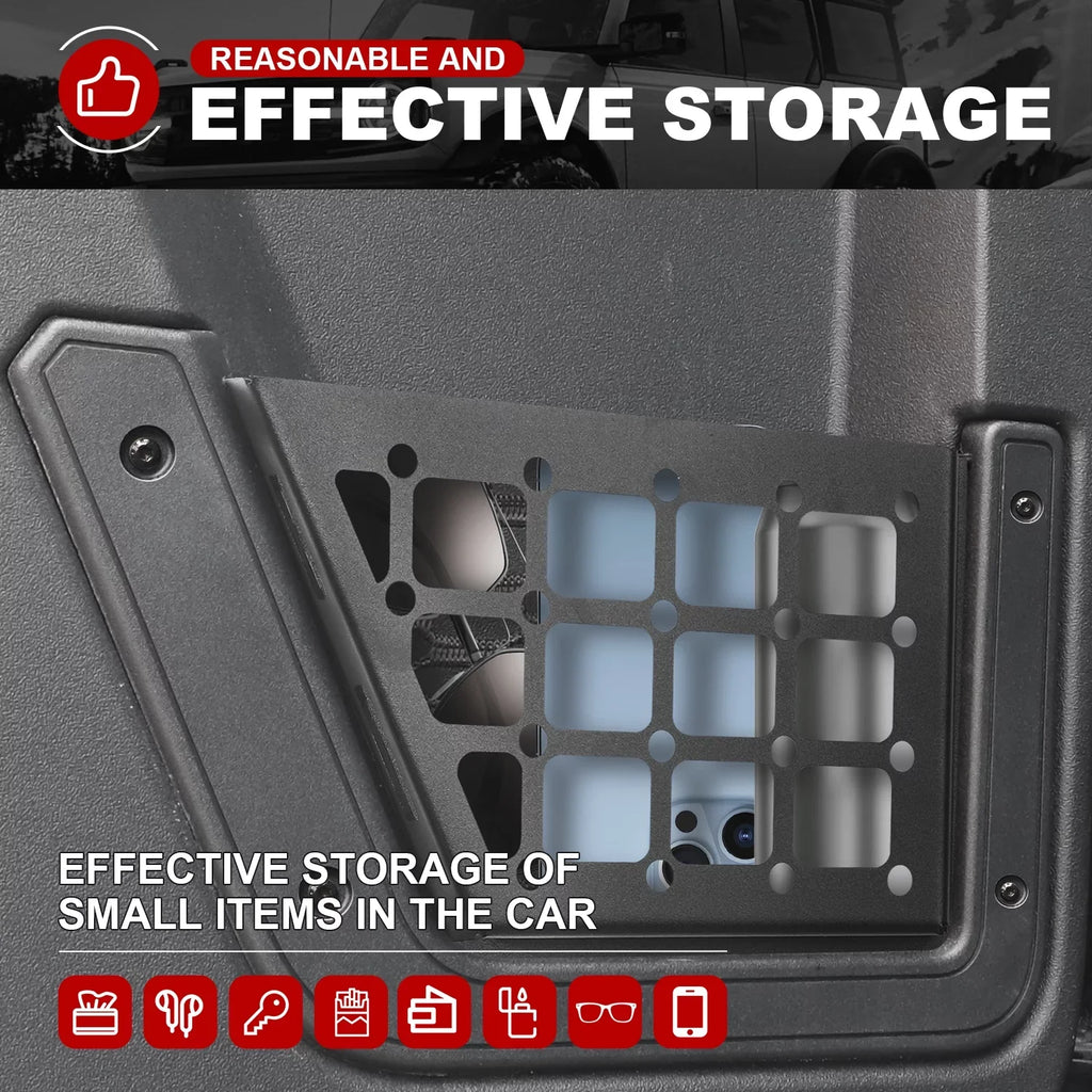 2Pcs Rear Door Storage Pocket Side Organizer Box Compatible with for Ford Bronco Accessories
