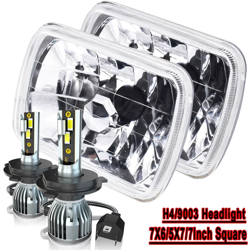 For Jeep Cherokee  Wrangler  5X7 7x6 Rectangle  Headlights Hi-Lo Beam