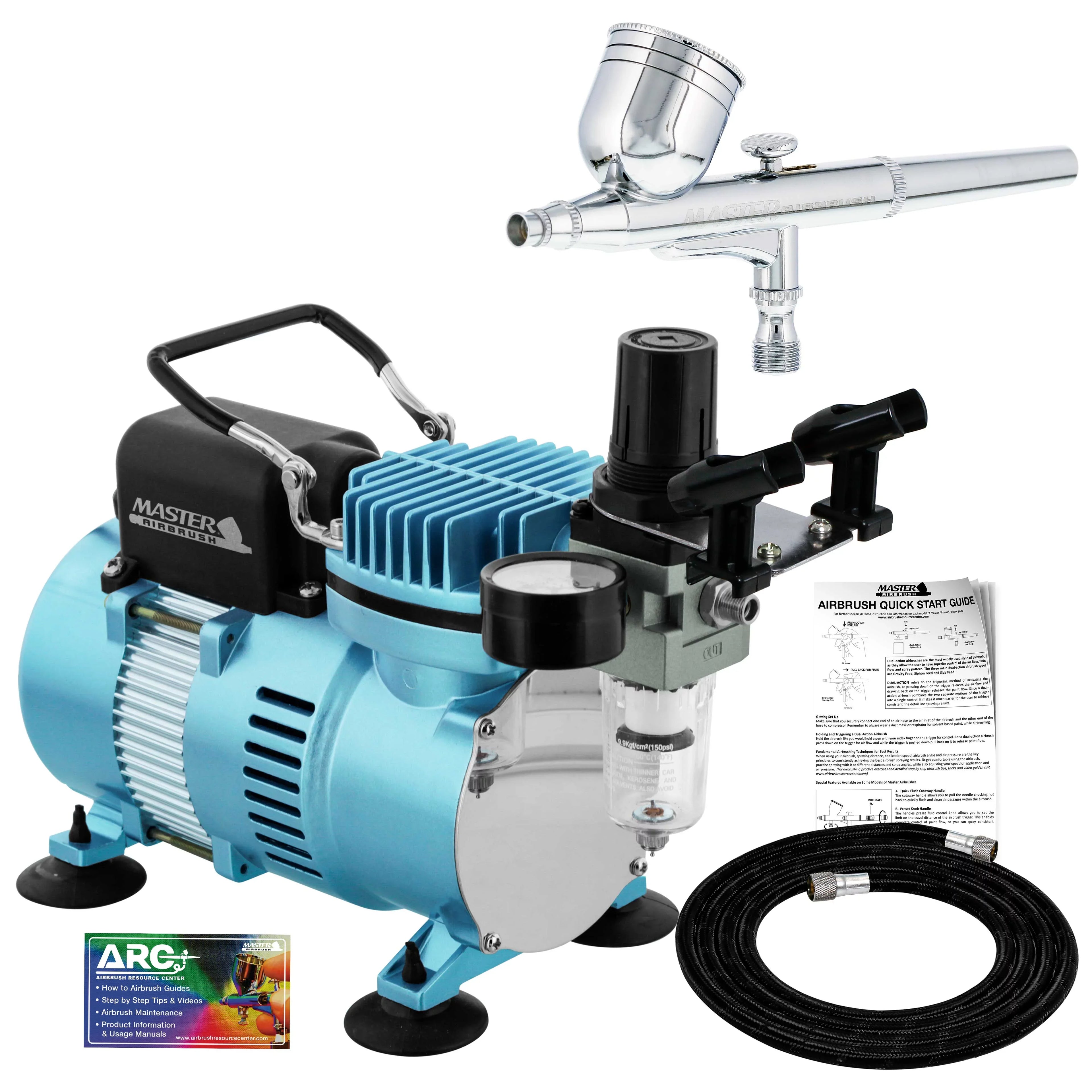Master Airbrush Dual Fan Air Compressor System Kit with a  Gravity Feed Dual-Action Airbrush Set with 0.3 mm Tip
