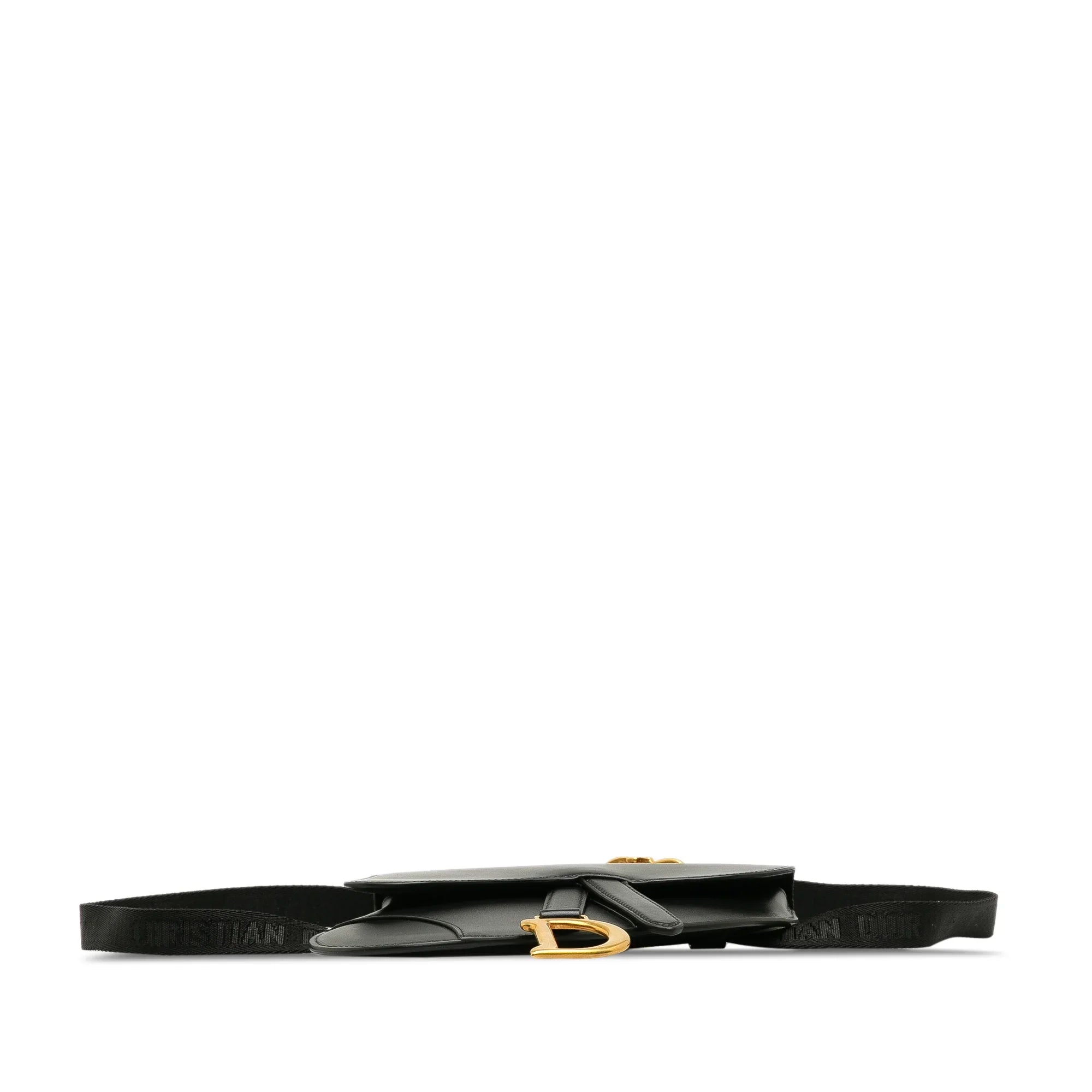 Pre-Owned Authenticated Dior Saddle Belt Bag Calf Leather Black Unisex (Good)