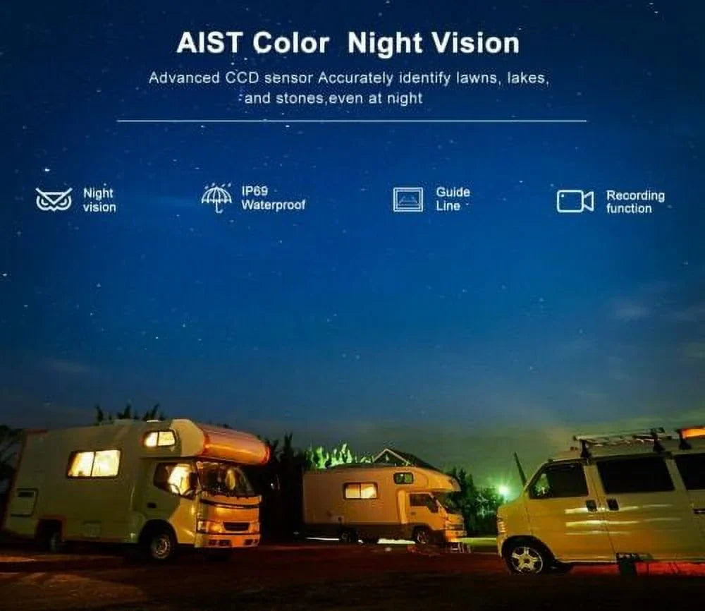 Wired 7" Rv Back Up Camera Kit  1080P  Night Vision Waterproof Backup Camera Monitor for Bus  Semi Box Truck Trailer