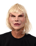Blonde Woman Female Latex Face Mask with attached Blonde Hair