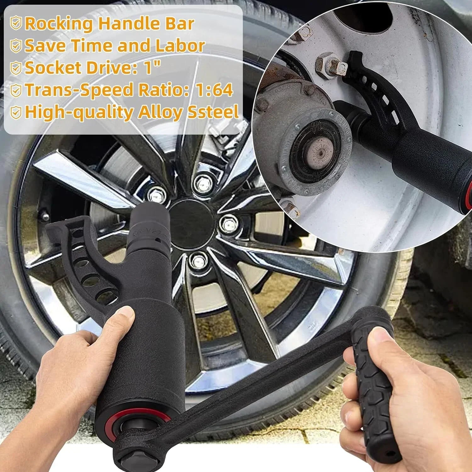 RUseeN 1:64 Torque Multiplier Wrench Set - 1 Inch Drive Heavy Duty Torque Multiplier Wrench - 3,688 ft/lbs (4800 /) Labor Saving Lug Nut Wrench Set - Includes 8pc Socket Set (24-38MM)