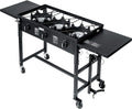 Portable Propane 87,000- Triple-Burner Outdoor Camp Stove Side Table Patio Cooking Wheel /Regulator 4 Hook Utensil Holder