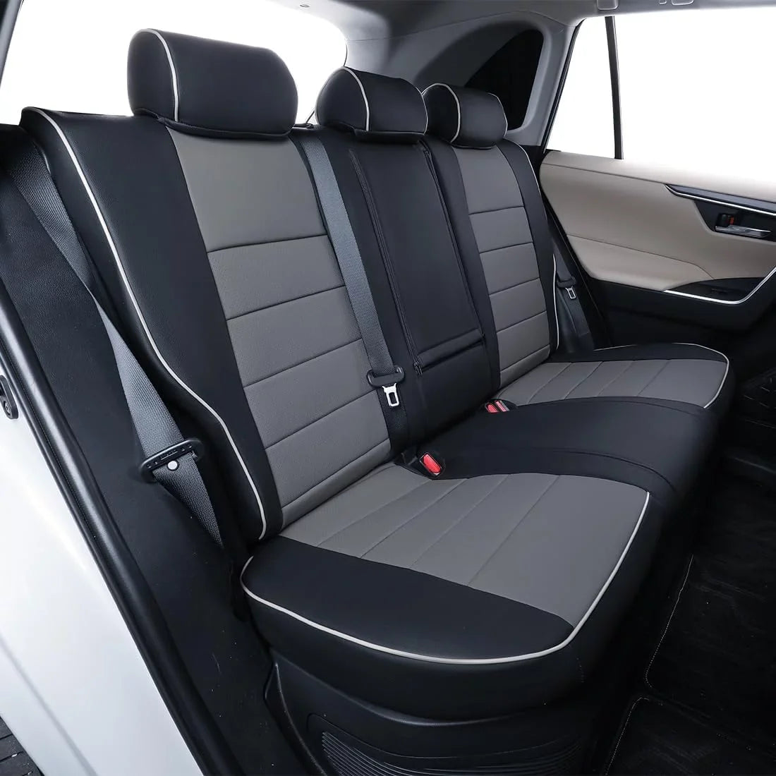 Custom Fit  Car Seat Cover for Toyota  Prime,2022 2023  Hybrid, Hybrid 2019 2020 2021 2022 2023-Full Set,Leather (Black/Gray)