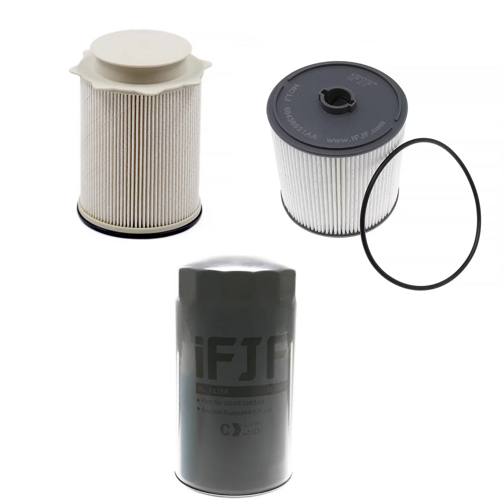 iFJF 68436631AA and 68157291AA Fuel Filter and 5083285AA Oil Filter Replacement for 2019-2020 Ram 2500 3500 4500 5500 6.7L Turbo Diesel Engines Precision Element Allow Enough Fluid or Air Flow