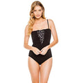 Gottex Swimwear Women's Bandeau  Surplice One Piece Bathing Swimsuit (Black Swan, 6)