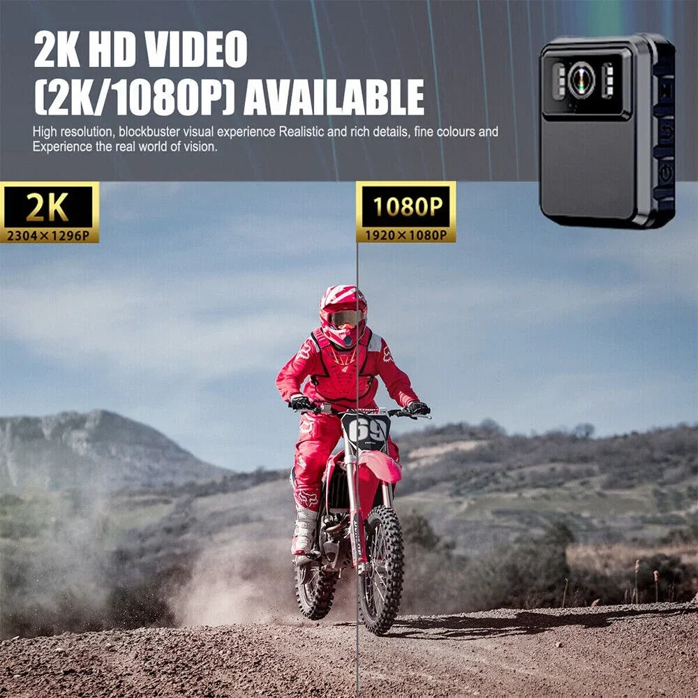 KingFurt 1080p & 2K  WiFi Action Cam with Night Vision - Outdoor Helmet Camcorder, Loop Recording, 2000mAh Battery - Black