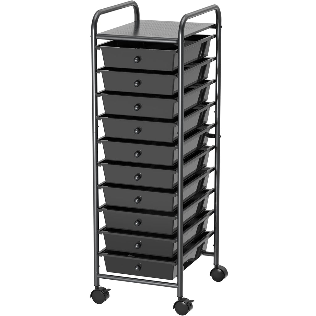 Simple Houseware Utility Cart with 10 Drawers Rolling Storage Art Craft Organizer on Wheels, Black