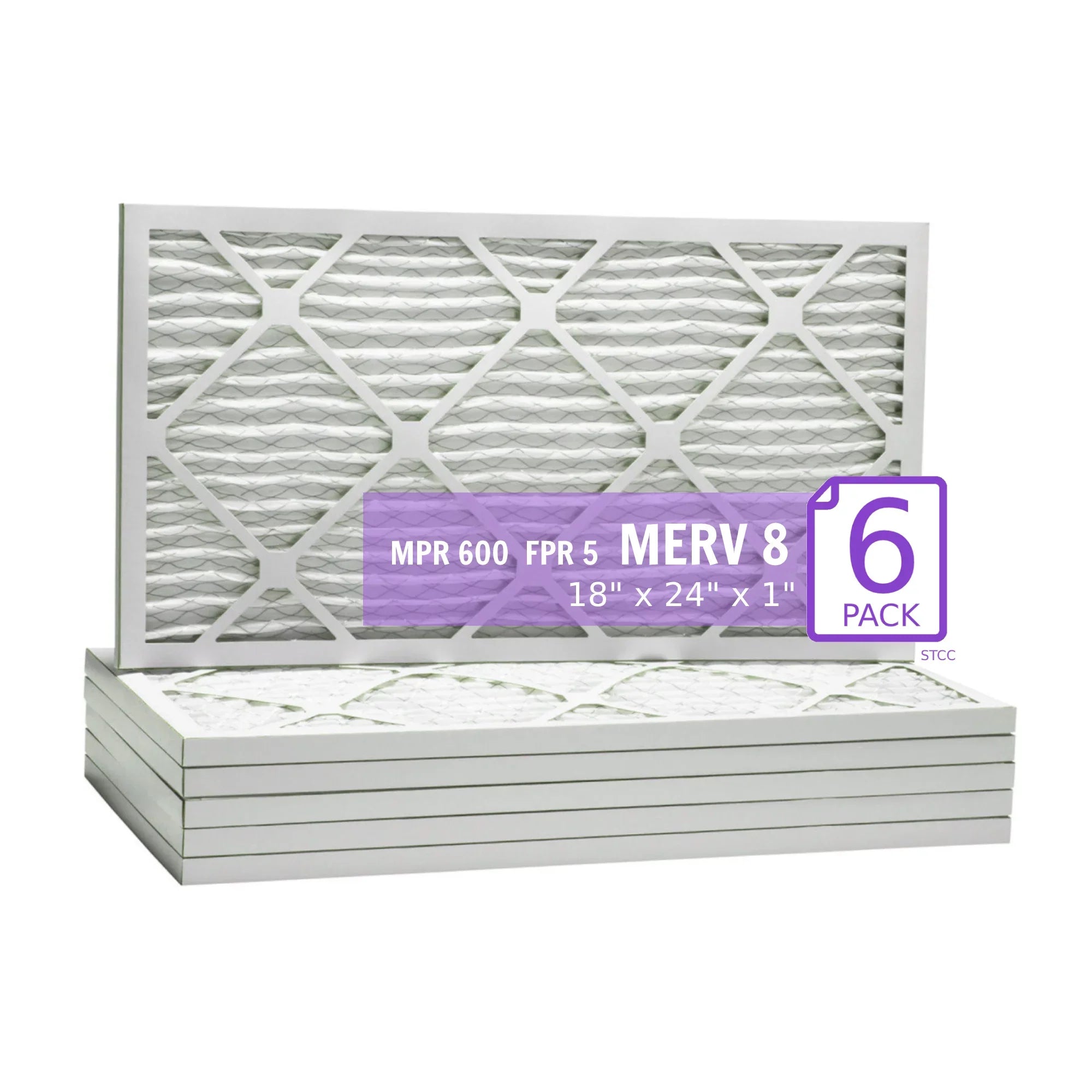 18x24x1, Purolator  Extended Surface Pleated Air Filter, Mechanical  8, (6 Pack)