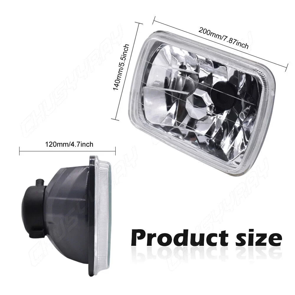 For Jeep Cherokee  Wrangler  5X7 7x6 Rectangle  Headlights Hi-Lo Beam