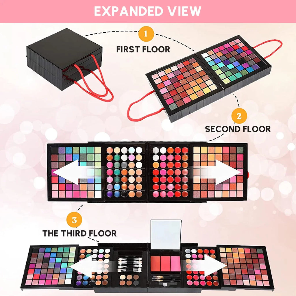 Cosprof 177 Colors Cosmetic Make up Palette Set, Combination with Eyeshadow Facial Blusher Eyebrow Powder Face Concealer Powder Eyeliner Pencil Mirror, All-in-One Makeup Gift Set