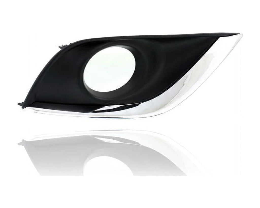 Fog Light Cover - Compatible/Replacement for '15-19 Nissan Versa Sedan //- Bezel With Hole Black & Chrome Molding - Pair, Left Driver + Right Passenger Set - 622566W80A, 622576W80A