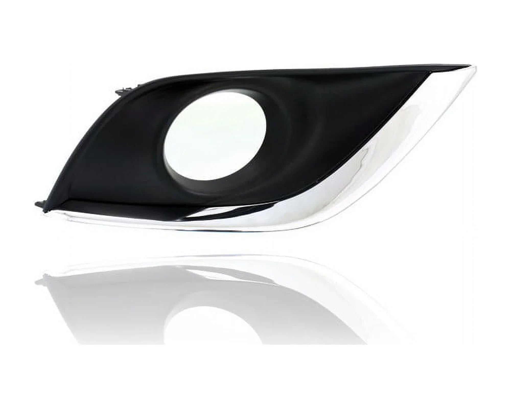 Fog Light Cover - Compatible/Replacement for '15-19 Nissan Versa Sedan //- Bezel With Hole Black & Chrome Molding - Pair, Left Driver + Right Passenger Set - 622566W80A, 622576W80A