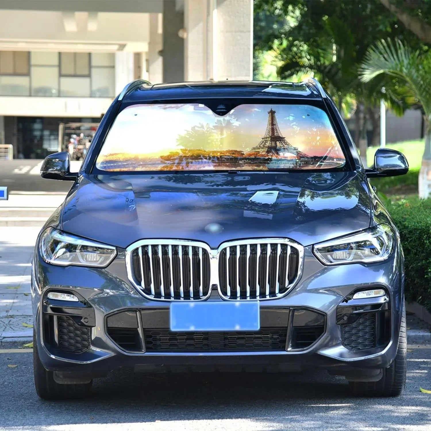 Wellsay Beautiful Paris Tower Car Windshield Sun Shade,oldable Visor Protector Keep Cool Sunshade Blocks  Rays and Accessories to Protect for Cars,SUVs,Trucks-55×27.6in