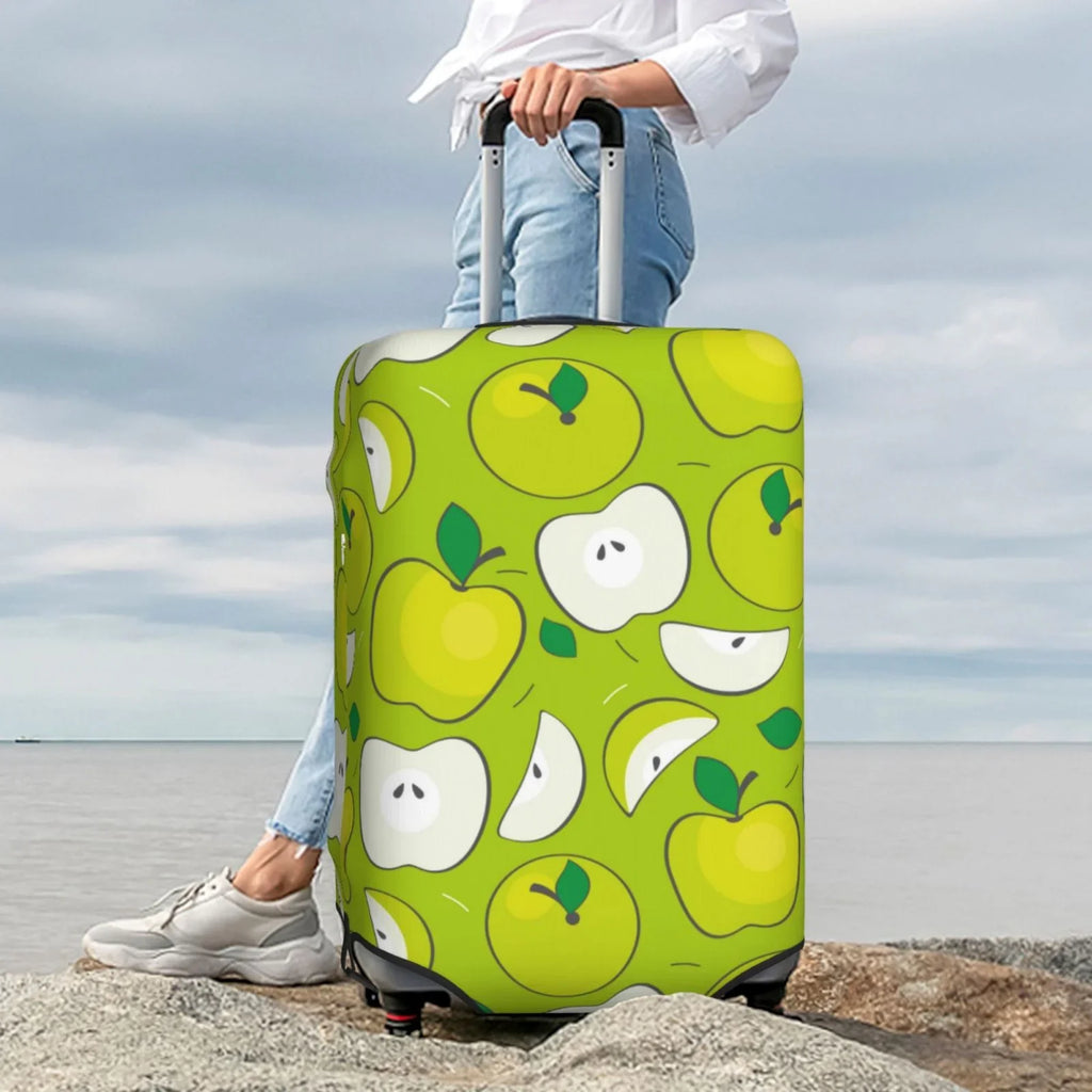 Junzan Green Apple Print Washable Luggage Cover - Fashion Suitcase Protector Fits 18-32 Inch Luggage