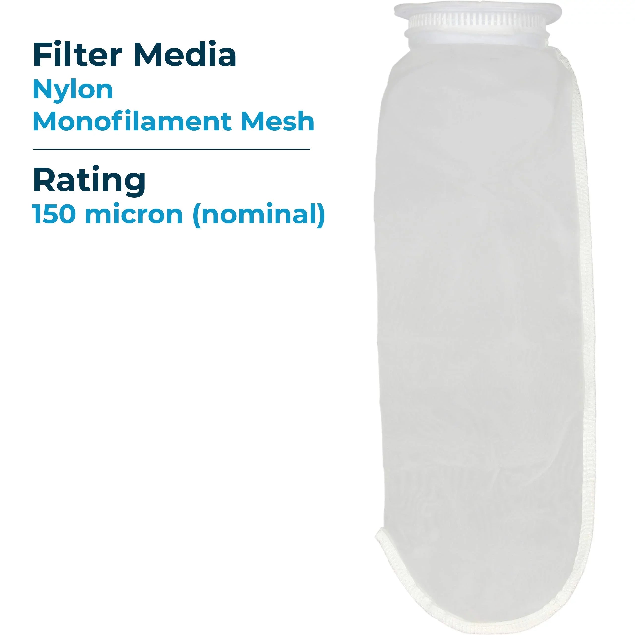 SpiroPure --420-150 150 Micron #4 (20”) Woven Nylon Monofilament Mesh Liquid Bag Filter -420-150 255033-03 (Case of 40)