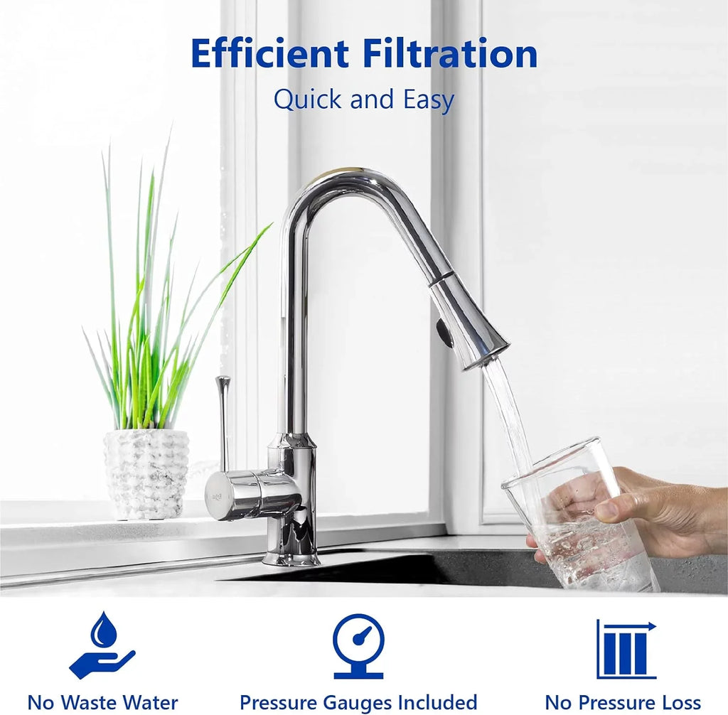 Whole House Water Filter Housing, Universal 20-Inch Housing 4.5”  20”, 1-Inch  Inlet Outlet, Heavy Duty Standard Size Replacement Includes Bracket, Pressure Gauge, Wrench