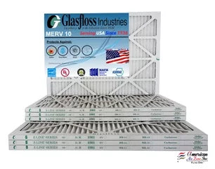Glasfloss 14x25x1 -  10 -Qty:4 - Furnace Air Filter - Made in  (Actual Size: 13.5 x 24.5x7/8 inch)