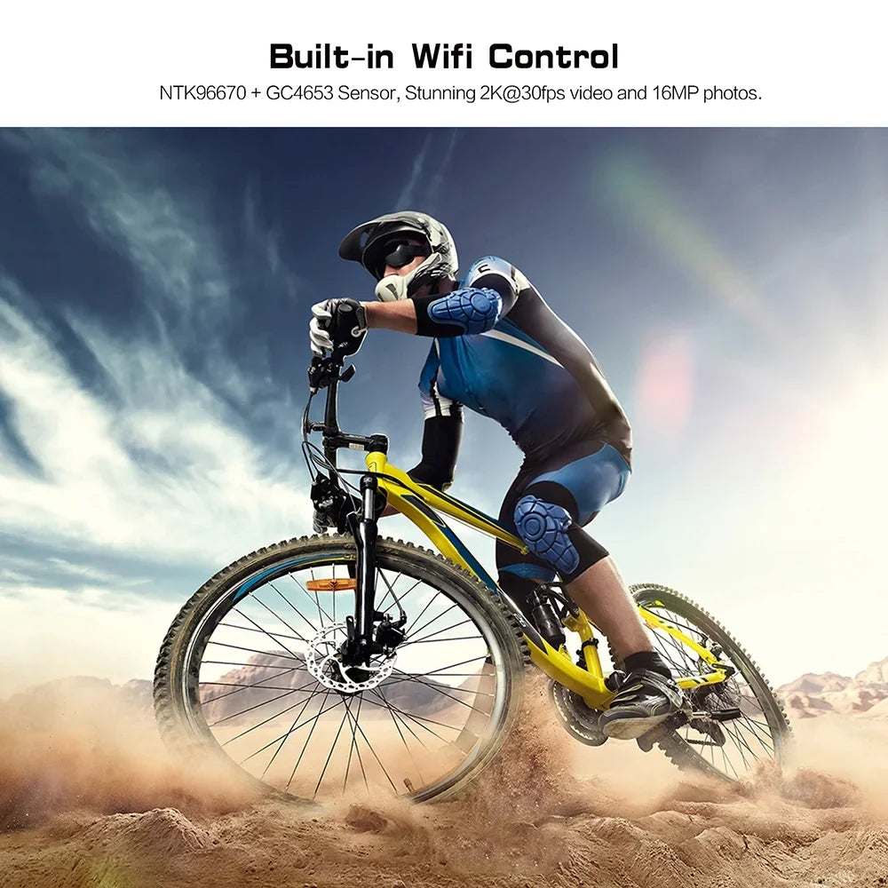 Adventure Cycling Camera, 4K Action Helmet Waterproof WiFi  Head mounted Camera