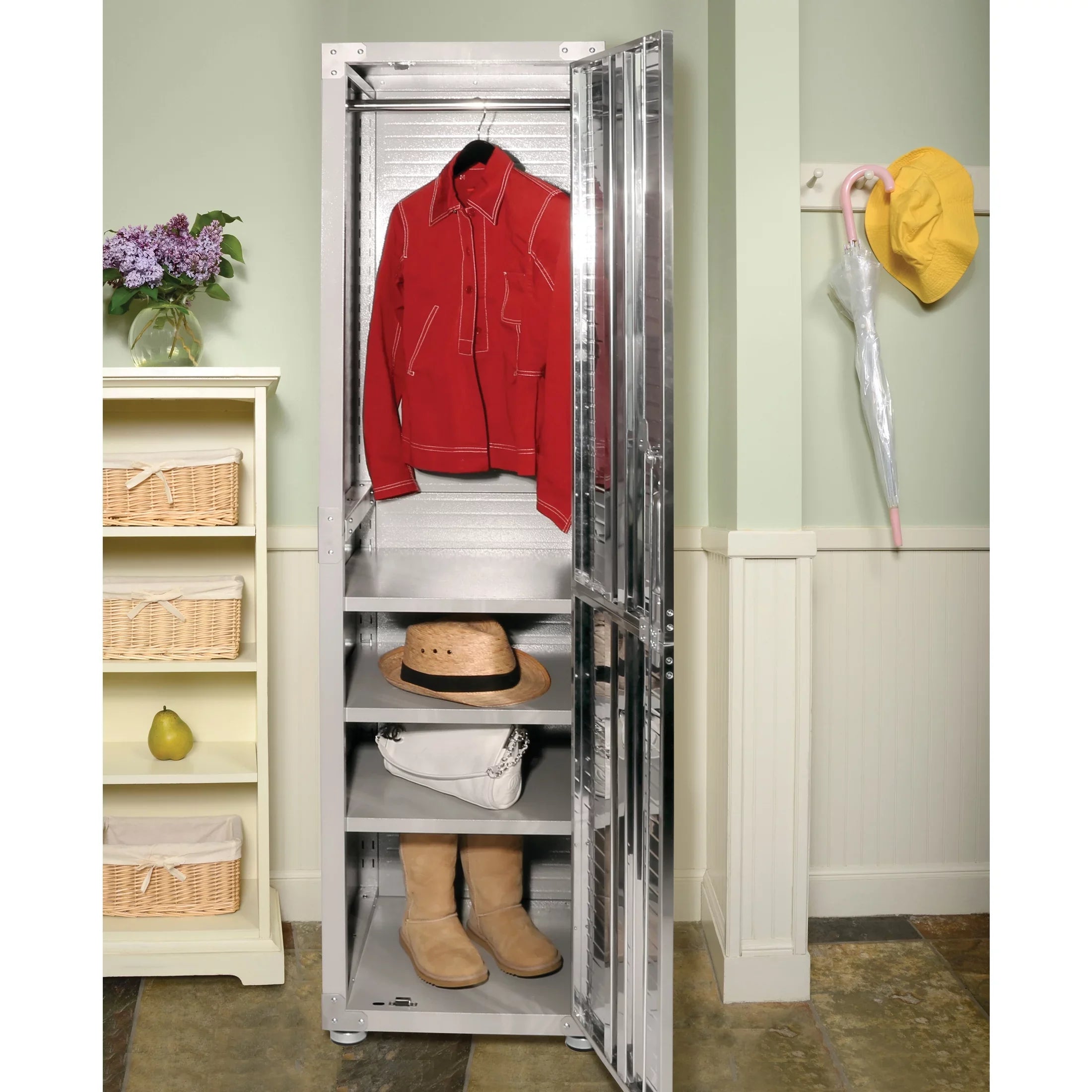 Seville Classics UltraHD Locker Storage Cabinet, 18"  x 24"  x 72" , Granite Gray